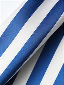 Women's Elegant Satin Striped Long Sleeve Shirt, Ladies' Casual Office Wear Blouse, Suitable For All Seasons - Blue - View 5