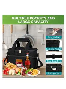 600D牛津布防水保温午餐包，花卉图案，适合办公室、学校和野餐。防水便携包，配有肩带。多种颜色可选。保温性能优异。 - 彩色 - 查看 2