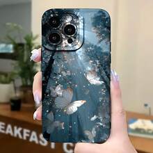 2026 nueva funda de teléfono esmerilada, funda de teléfono con estampado de bosque de mariposas para  17 14 Pro Max  17 13  17 12  17 11  Galaxy S23 S22 S21 S20 funda protectora para teléfono regalo de pareja para novio novia presente de vacaciones - Negro - Ver 5