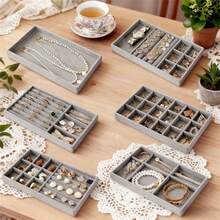 Christmas Velvet Jewelry Box | Multipurpose Storage For Rings, Earrings, Necklaces, Bracelets - Includes Removable Dividers And Filling Tray, Ideal For Students And Gifting, Jewelry Trays - Multicolor - View 2