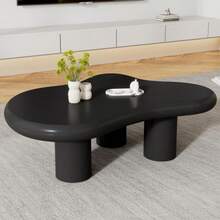 Irregular Cloud-Shaped Coffee Table, 97cm Long, 67cm Wide, 32cm High, MDF With Felt Pads, Lacquered Surface, Creative Coffee Table - Black - View 5