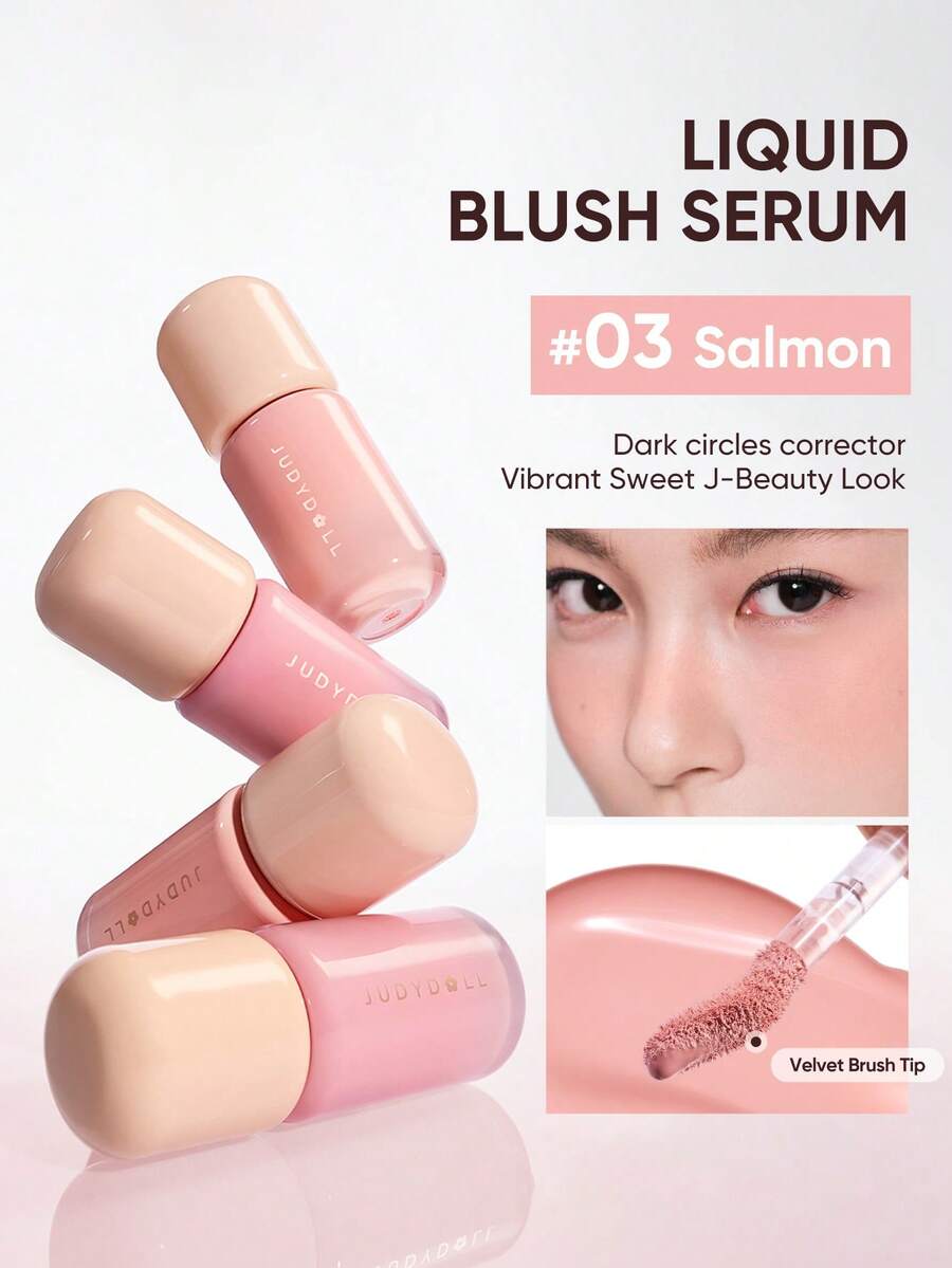 JUDYDOLL 液体腮红精华液，蕴含仙人掌果提取物，打造透亮光泽，呈现自然红润妆效，适合日常妆容。