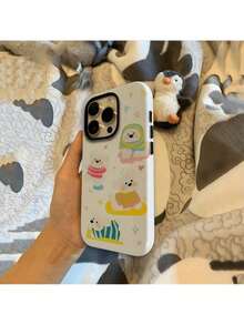 Funda de Teléfono SamsungA Dos en Uno con Diseño de Suéter de Viento y Cachorro, Compatible con iPhone 16 Pro Max, 12, 13, 14 y 15 Pro Max.Ofrece una sensación premium, protección contra caídas y un estilo de dibujo animado creativo, con un diseño de lente elevada para la protección de la cámara, asegurando durabilidad y protección mejorada. - Blanco - Ver 5