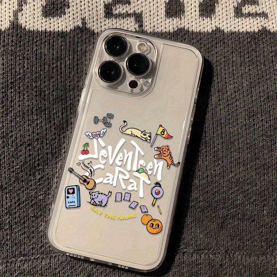 Funda para teléfono: Diseño creativo de gato y guitarra con temática espacial, compatible con iPhone 11, 12, 13, 14, 15, 16, 17 Pro Max, 15 Pro, 14 Plus, 11 Pro Max.Cubierta protectora de cortina de plumas plateadas de alta transparencia, el regalo perfecto para diversas festividades o - Color mezclado 1-1146 - Ver 1