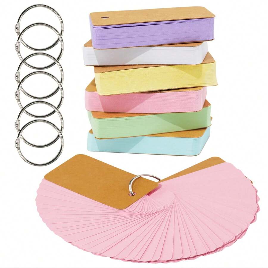50 Study Flash Cards - Pink Note Cards With Binder Ring For Vocabulary - 粉色 - 查看 1
