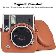 Funda para Cámara Instantánea Compatible con Mini 40, Piel Sintética Clásica Vintage de Piel Sintética para Cámara, Funda Compacta con Cubierta Magnética, Se Adapta,36981381 - Café integral - Ver 5