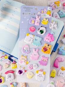 1张3D立体贴纸，可爱小猫图案装饰贴纸；动物造型3D泡泡贴纸；适用于装饰笔记本电脑、手机壳、水瓶和其他DIY项目；四季皆宜；产品上的心形和菱形图案颜色随机。 - 彩色 - 查看 7