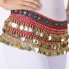1pc Outfits Belly Dance Glitter Sequins Tassel Skirts, Fashionable Dancing Waist Belt Skirts For Belly Dance - Multicolor - View 18