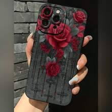 2026 nueva funda de teléfono esmerilada, diseño de rosas góticas y cruces para  17 15 Pro Max  17 14 Pro  17 13  17 12 funda de protección para teléfono  Galaxy S23 S22 S21 S20 funda de pareja regalo para novio novia regalo de vacaciones - Azul Klein - Ver 3