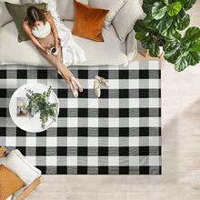 IOHOUZE Buffalo Plaid Checkered Rug 4x6 Ft Front Door Mats, Washable Area Rugs For Front Porch Decor, Spring Summer Welcome Mats Outdoor, Black White Rug For Farmhouse/Entryway/Home Entrance,One-Size,BlackandWhite4x6Rectangular - BlackandWhite4x6Rectangular - View 3