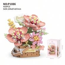 1件DIY创意拼图永生花篮，包含玫瑰、向日葵、紫罗兰、郁金香、康乃馨、菊花、扶桑花，浪漫花卉盆栽装饰，生日/万圣节/圣诞节礼物 - 彩色 - 查看 7