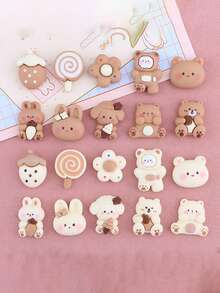 10米卡通棕熊及动物图案奶油色树脂DIY手机壳、冰箱贴、发圈配饰，随机发货 - 彩色 - 查看 7