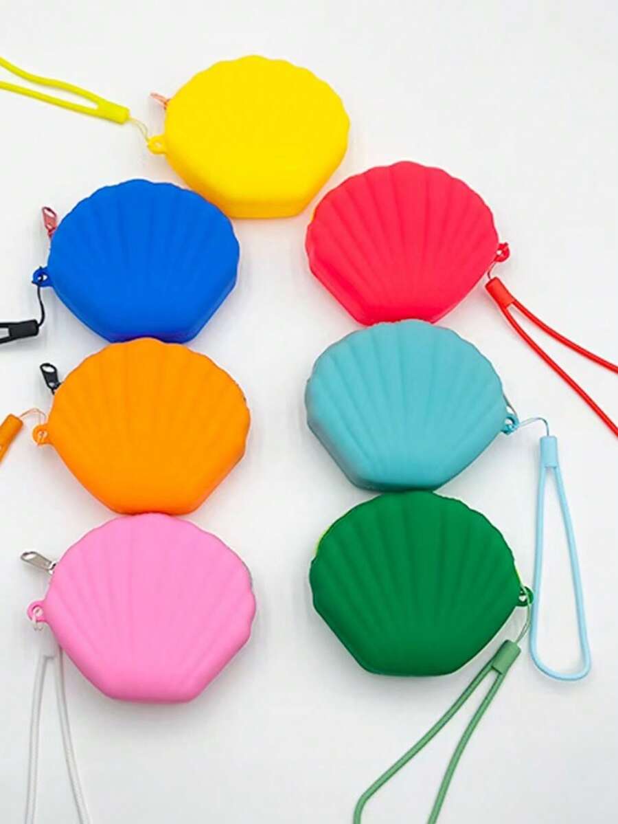 New Shell Shaped Coin Purse Lipstick Case Card Holder Bluetooth Earphone Storage Bag Handheld Soft Silicone Card Key Coin Pouch Multi-Functional Waterproof Silicone Storage Bag Holiday Gift For Women Money Wallet Mini Wallet Purse Wallet Small Wallet Wristlet Wallet Coin Wallet - Multicolor - View 1
