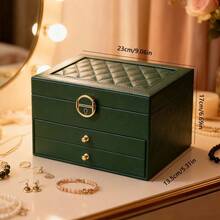 Multi-Layer Large Capacity Jewelry Box, Drawer Style Jewelry Storage Box For Rings, Earrings, Necklaces On Tabletop - Multicolor - View 4