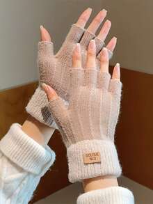 1 Pair Fashion Autumn/Winter Thickened Flip-Top Half Finger Gloves, Knitted Knitted Half Palm Fingerless Touchscreen Gloves For Men And Women, Suitable For Daily, Outdoor, Cycling, Students, Writing, Home Office, Typing, Keeping Warm, Can Be Given As Holiday Gifts To Friends And Family