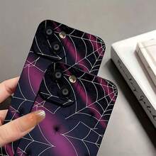 Funda de Teléfono Abstracta con Brillo de Telaraña Compatible con Fundas de Teléfono  17 16 Pro Max 15 Pro Max 13 y 12 Hecha de Material TPU Es Resistente a Impactos y Caídas Perfecta para Amantes de Halloween Regalo Elegante y Único para Familiares, Amigos y Parejas - Negro - Ver 7