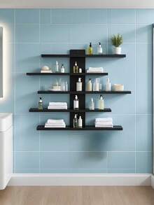 1件壁挂式装饰架，简约现代壁挂式收纳架，适合展示娃娃、小雕像、玩具，卧室家居装饰 - 黑色 - 查看 3