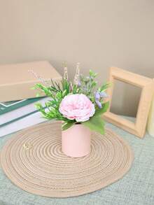 1pc Artificial Synthetic Flower Pink Aesthetic Decorative Piece, Suitable For Valentine's Day, Wedding Party, Party Scene Decoration, Decoration For Family Living Room Table, Bookshelf Or Window Sill, Outdoor Garden And Party Atmosphere Potted Plant Decorative Piece - Pink - View 9