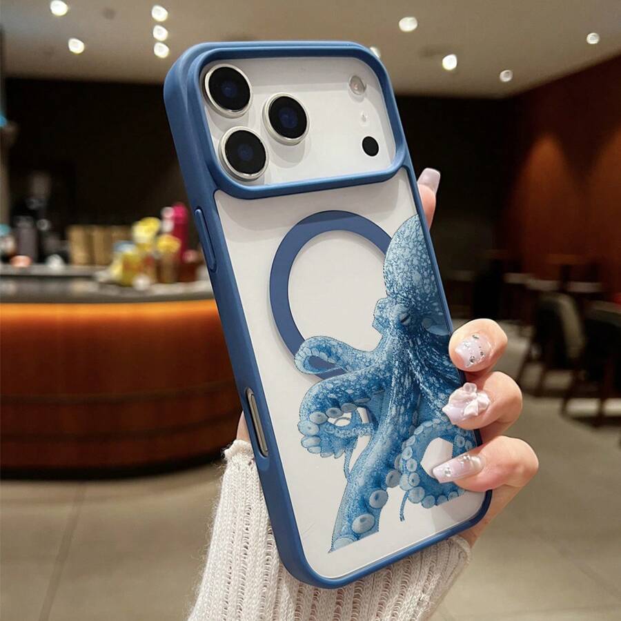 Funda Magnética para Teléfono Compatible con iPhone 17 Air/16/15/14/13/12/11 Pro, Pro Max, Plus, X/XS/XS Max, Compatible con Samsung Galaxy S22/S23FE/S24FE Plus, Ultra, Marco de TPU + Marco de Lente Independiente, Anillo Magnético Incorporado Adsorción Instantánea MagSafe, Serie de Colores Macaron, Combinaciones de Múltiples Colores - Azul oscuro - Ver 1