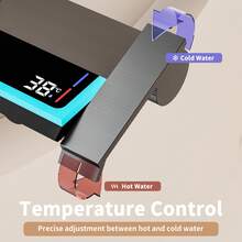 12英寸壁挂式卡迪特蓝雨淋式淋浴系统 | 钢琴键式控制 | 数字温度显示 | 四功能淋浴龙头套装，含雨淋式花洒和手持花洒 | 适用于现代浴室的高压增压装置 - 青碧色 - 查看 6