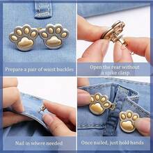 Adjustable Cat Claw Waist Cincher, No Sewing Or Tools Needed, Waist Button Clip Fastener For Jeans, Skirts, Tightens Waistline, Reusable Detachable Silver-Tone Buckle Brooch, Durable Fashion Waist Clip Accessory For Women, Men, Students, Teens, College Girls, Young Professionals