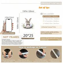 1PC Canvas Wall Art_Nursery Decor Printed Rabbit Burrow Motif, Watercolour Easter Art, Rabbits With Flowers, Spring Blossoms, Farm Animals, Easter Egg Design, Rabbit Garland - Framed Nursery Wall Art Perfectly Suited For Children's Room Decor, Playroom Decor Children's Room Decor Nursery Decor Daycare Decor Girls' Bedroom Girls' Room Decor Children's Room Decor Boys' Bedroom Boys' Room Decor Girls' Bedroom Decor