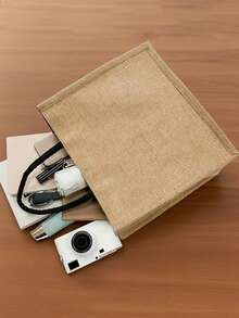 1个黄麻帆布礼品包装袋，可重复使用的手提袋，适用于日常旅行、收纳、购物，也适用于婚礼、万圣节、派对、节日、绘画、送礼、返校、情人节等场合。 - 彩色 - 查看 7