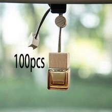 10pcs Customized Text Rectangular Glass Perfume Bottles, Square Shaped Car Fragrance Bottle Empty, Car Accessories