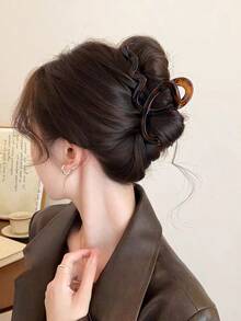 3/1 pieza Clip de pelo con agarre súper grande de estilo retro de Hong Kong con onda, clip de volumen de pelo grande, clip de pelo con patrón de leopardo de moda para mujer, accesorios de pelo elegantes, pinza de pelo casual - Multicolor - Ver 8