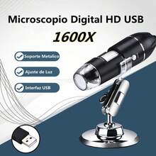 Microscopio Digital USB 1600X, 8 LED Endoscopio de Aumento, Portátil con Soporte Metal, Negro, ABS, LED, Compatible con Android, Windows, ,36981628 - Multicolor - Ver 2