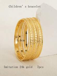 7件套金属独特设计浮雕花卉图案手镯套装 - 彩色 - 查看 12