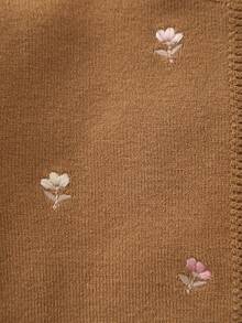 Baby Girl Knitted Floral Embroidery Cardigan - Brown - View 5