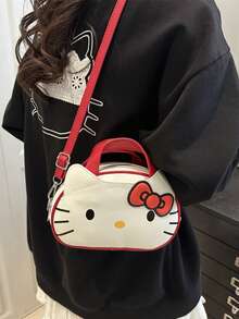 Bolsa Mini Sanrio Hello Kitty Primavera/Verão 2025 - Design de Desenho Animado Fofo, Couro Lacado Brilhante, Moda e Estiloso, Adequado para Adolescentes e Mulheres Jovens. Multifuncional 2 em 1, Pode Ser Carregada na Mão ou Usada Transversal. - Multicolorido - Visão 7