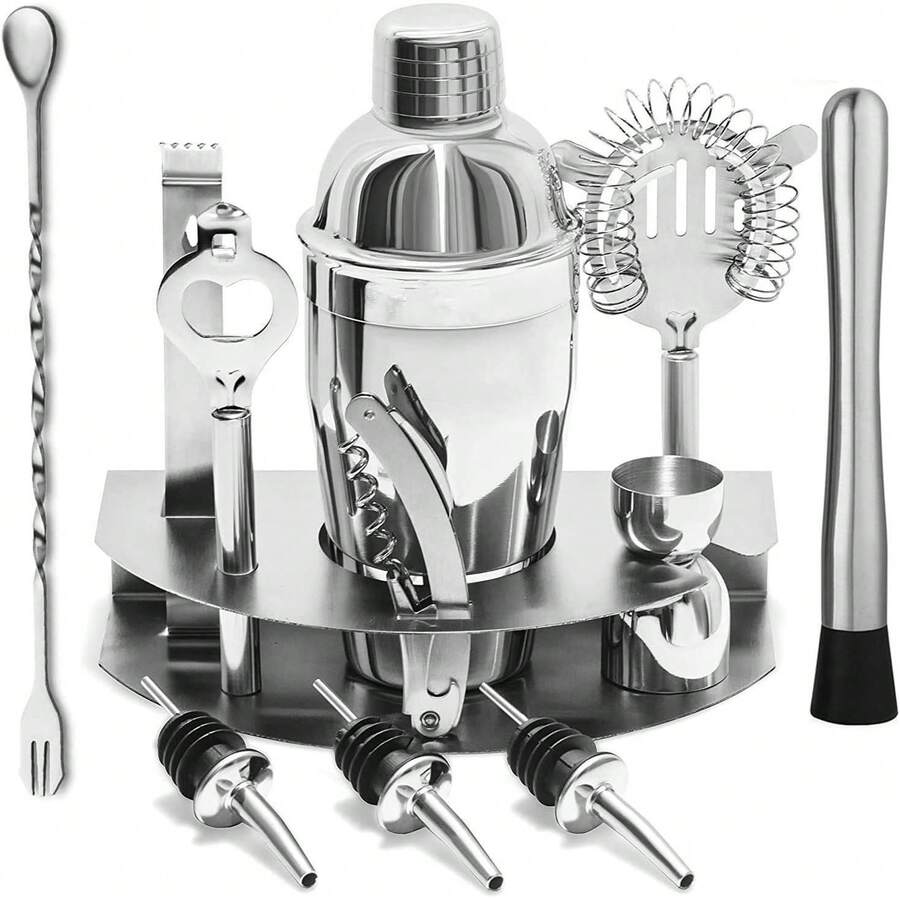 Shaker Cocktail Bar Set Kit de Cocteleria, 12 Piezas Utensilios de Bar, con Coctelera de cóctel 550ml, Probeta graduada, Boquillas de Vino, Agitador para Hielo, Cuchara de Mezcla - 1 - Ver 1