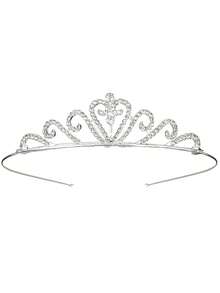 1件时尚优雅水晶皇冠头饰，适合女性日常装饰、服装搭配、约会、派对、节日礼物、新娘团队、婚礼装饰、角色扮演配饰、道具和服装、新娘头箍、锌合金头箍、闪亮字母设计、镶嵌水晶，璀璨夺目，轻盈材质，呵护肌肤。 - 銀色 - 查看 3