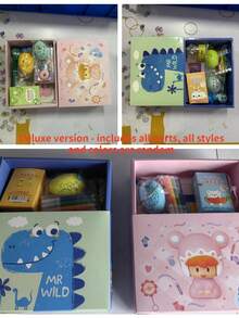 Feiertagsparty Kleine Geschenk Schreibwaren Set, Cartoon süße Premium Geschenkbox, 10 Farb Stifte, Radiergummis, Malerei Stress Relief Spielzeug, Abschlussgeschenk, Geburtstag, Weihnachtsgeschenk - Verschiedenfarbig - Übersicht 10