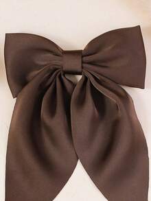 1pc Brown Bow Hair Clip, Suitable For Girls' Daily Use - Brown - View 4