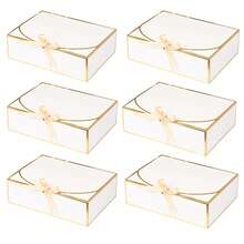 Hộp quà tặng có nắp đậy (6/12 chiếc), kích thước 10x8x3.5 inch, kèm ruy băng, thích hợp làm quà tặng cầu hôn cho phù dâu, hộp quà bằng giấy Kraft cho đám cưới, đóng gói, quà tặng, sinh nhật, bánh cupcake, đồ thủ công, quà Giáng sinh, tiệc độc thân, tiệc cưới, trang trí tiệc sinh nhật, quà cầu hôn cho phù dâu, trang trí đám cưới, quà tặng tiệc cưới và các dịp khác. Túi đựng quà tặng - trắng - Xem 12