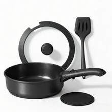 5pcs /7pcs/24 Pcs Pots And Pans Set Non Stick, Ceramic Cookware Set With Detachable Handles, Healthy Induction Cookware Oven RV Kitchen Set - 黑色5pcs - 查看 1