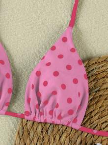 Bộ bikini hai mảnh chấm bi hồng buộc cổ, kiểu dáng gợi cảm, thanh lịch, thích hợp cho mùa xuân/hè, dành cho nữ, thích đi biển, nghỉ mát, hẹn hò. - Nhiều màu - Xem 5