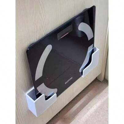2pcs Wall-Mounted Weight Scale Storage Rack - Seamless Adhesive Installation, Durable Plastic Space-Saving Design, Suitable For Bathroom And Home Gym, Compatible With Body Fat Scale And Fitness Equipment, Bathroom Storage Shelf, Fashionable Appearance, Installation, Storage Box