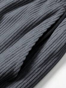 Hidkat 男士灯芯绒工装慢跑裤，多口袋休闲街头风 - 灰色 - 查看 5