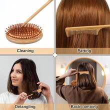 1pc Wide-Tooth Bamboo Hair Comb, For Brushing And Styling Hair - Multicolor - View 7