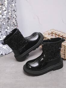 1 Pair Unisex Kids Cute Fashion Elastic PU Boots, Warm Academy Outdoor Boots, Casual Boots For Toddlers, All Season Boots