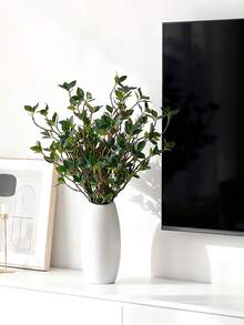 人造榕树枝、仿真树叶喷洒、绿色桉树枝、人造绿色植物茎、假榕树枝，适用于家居、办公室、婚礼、花瓶填充、店铺装饰 - 綠色 - 查看 7