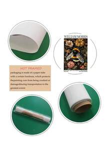 1pc William Morris-Inspired Bee & Floral Canvas Art Print Modern Retro Poster, Animal Theme Wall Decor For Living Room, Bedroom, Home Office - Botanical Nature Insect Wall Art, Festival Gifts, Office Decor, Kitchen Decor, Wall Arts, Wall Decor, Home Decor, Room Decor, Canvas Wall Art, Posters, Wall Art With Frame, Optional Frame - Multicolor - View 11