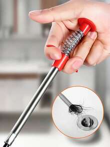 1pc 60/160/200cm Steel Wire Drain Clog Remover Grabber Tool For Unclogging Toilet, Sink, Kitchen Drain - Red - View 7