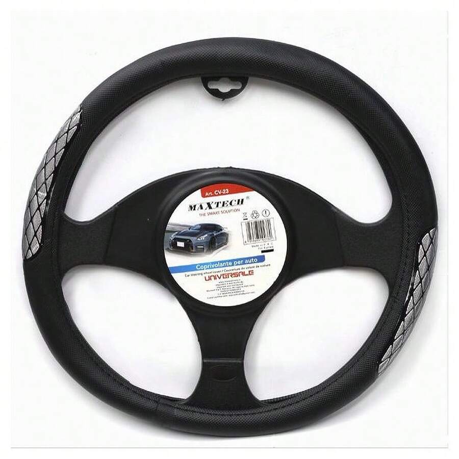 OISE ART STORE Coprivolante Universale Fodera Sterzo Per Auto 38 Cm Nero Con Dettagli Cv-23 - - Multicolore - Visualizzare 1