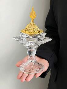 1个金色玻璃高香炉，水晶玻璃香炉 - 彩色 - 查看 9