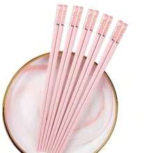 粉色樱花琥珀可重复使用筷子，适合家庭用餐、快餐、寿司、拉面 - 彩色 - 查看 8